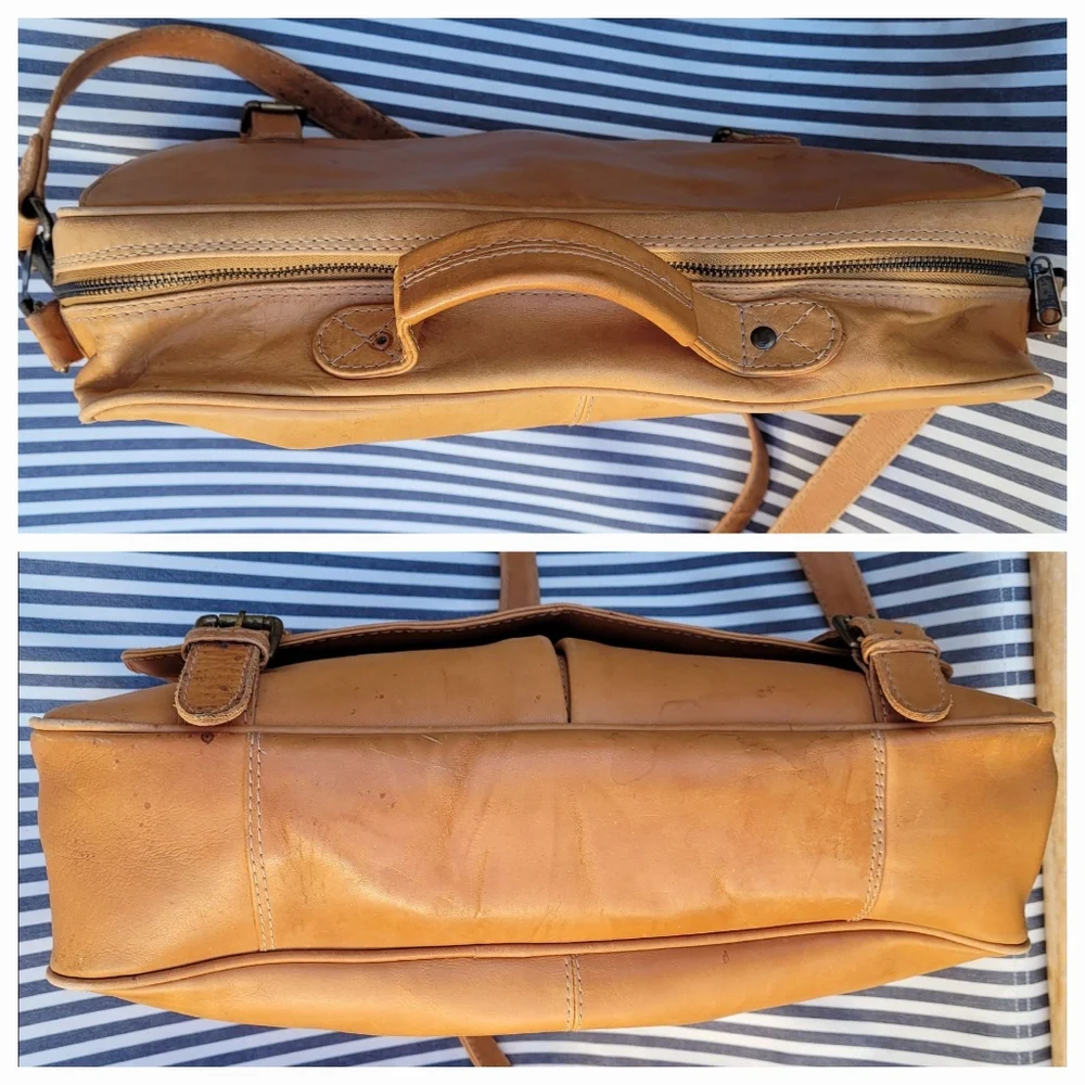 Vintage Nature Company Great Naturalist Collection Tan Leather Messenger Bag